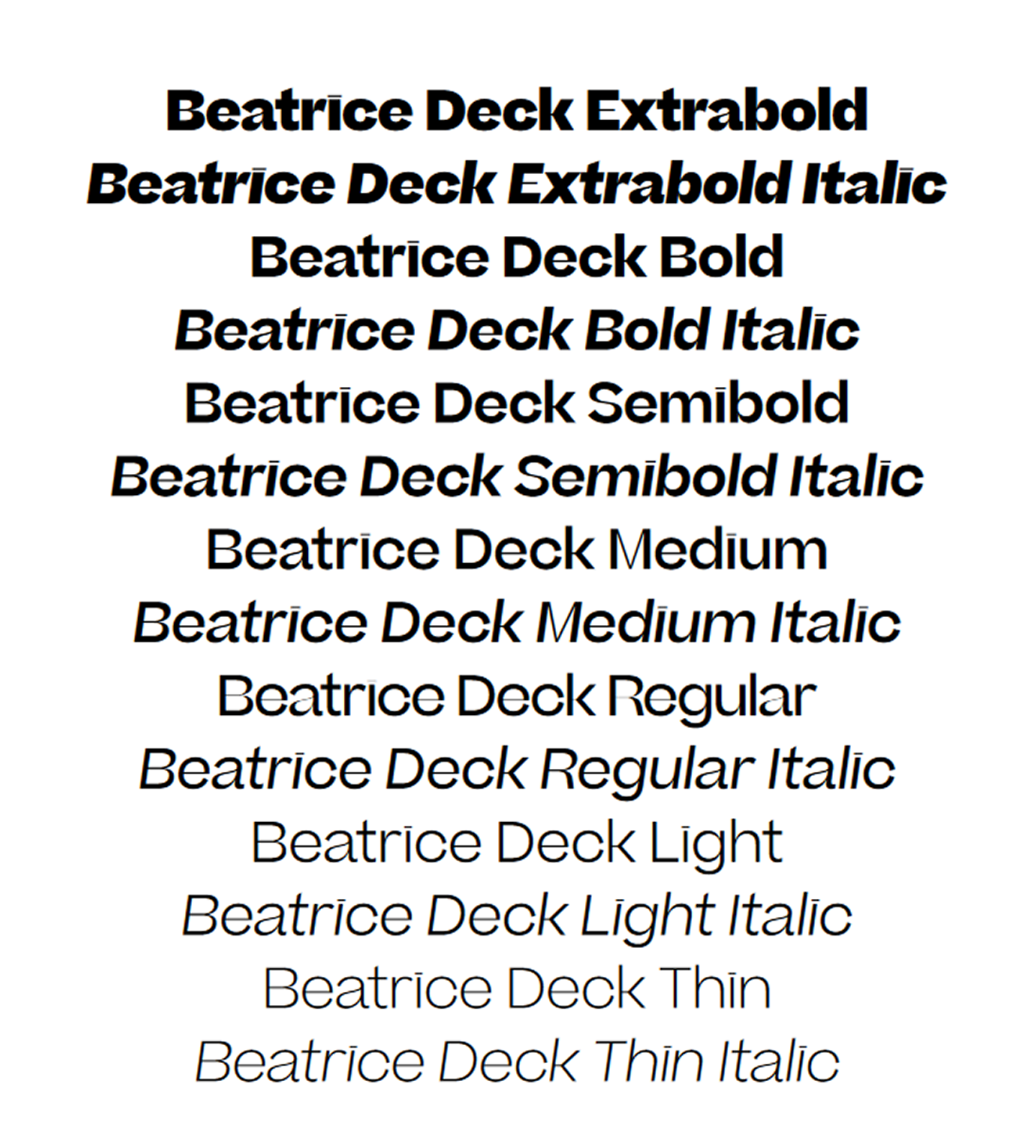 Пример шрифта Beatrice Deck Extra bold Italic