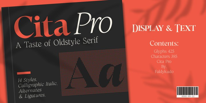 Пример шрифта Cita Pro Light Italic