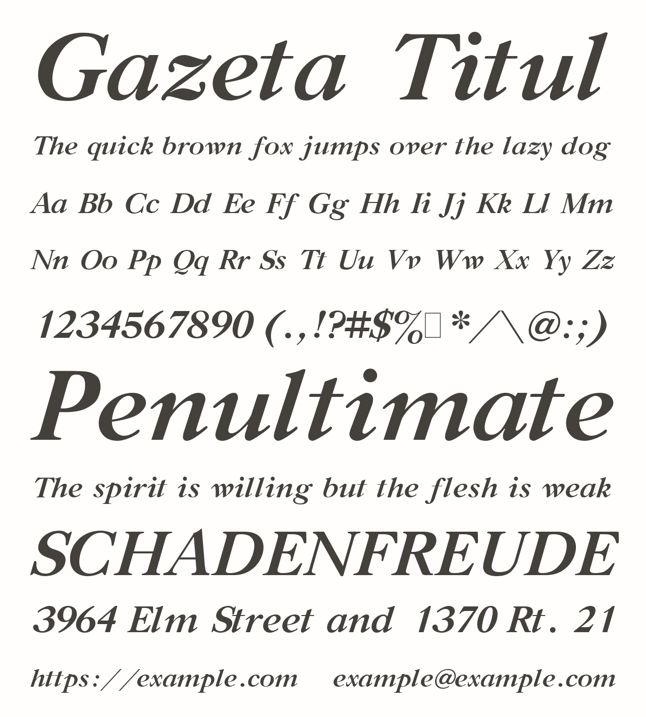 Пример шрифта Gazeta Titul