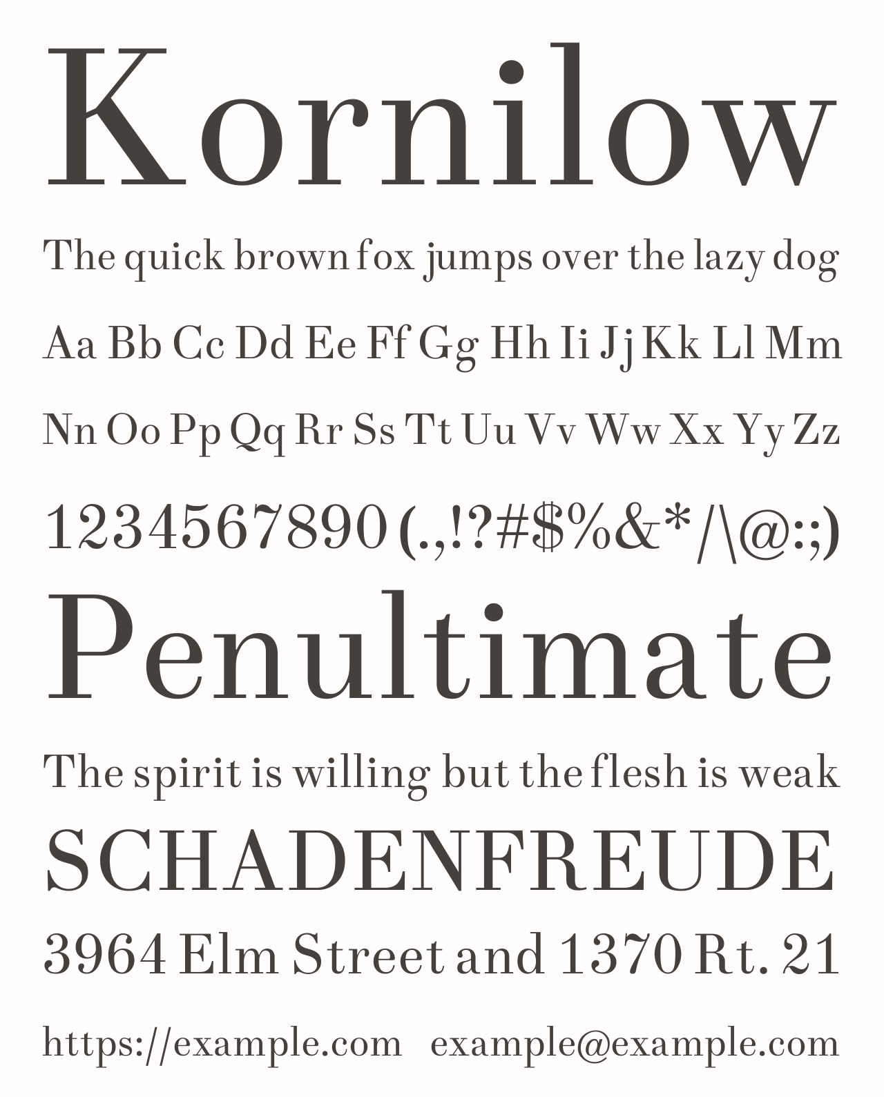 Пример шрифта Kornilow