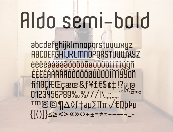 Пример шрифта Aldo