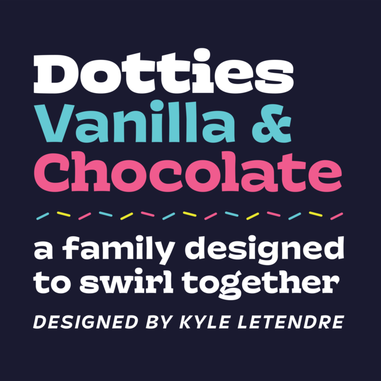 Пример шрифта Dotties Chocolate Ultra