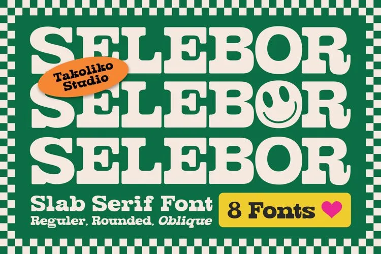 Пример шрифта Selebor Condensed Rounded Oblique
