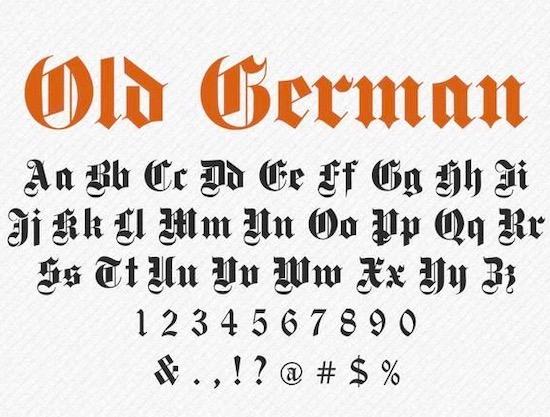 Пример шрифта Old German