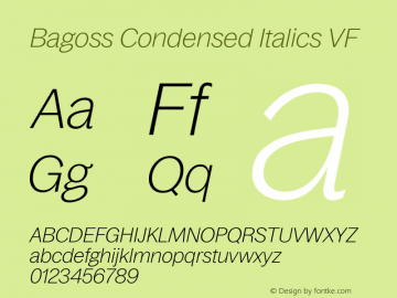 Пример шрифта Bagoss Condensed SemiBold Italic