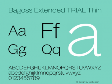 Пример шрифта Bagoss Extended Light Italic