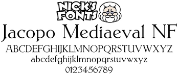 Пример шрифта Jacopo Mediaeval NF Regular