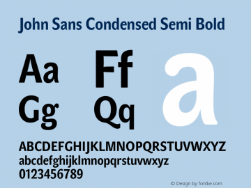 Пример шрифта John Sans Condensed SemiBold Italic