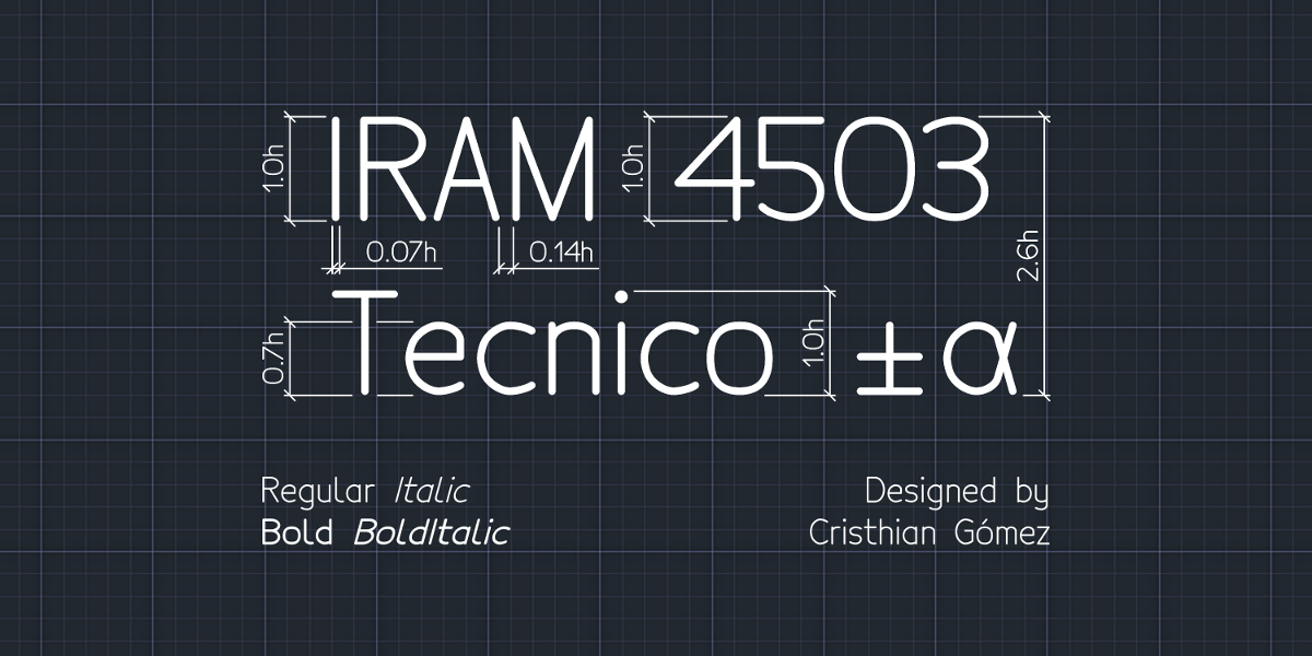 Пример шрифта Tecnico