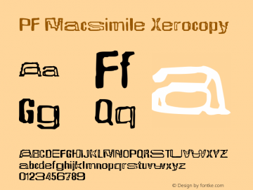 Пример шрифта PF Macsimile Xerocopy