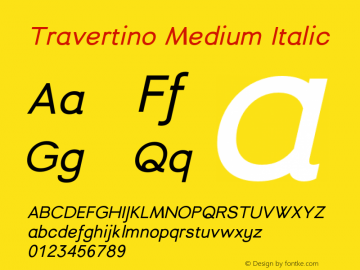 Пример шрифта Travertino Medium Italic