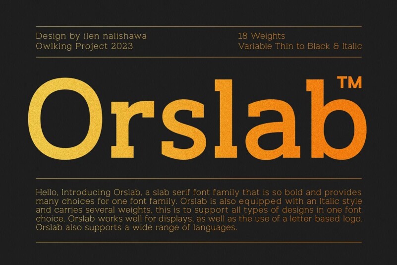 Пример шрифта Orslab Extra Light