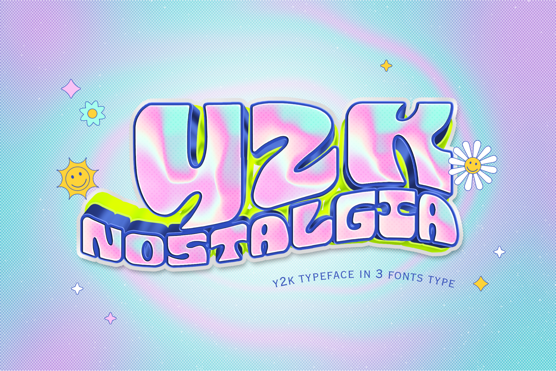 Пример шрифта Y2K Nostalgia Outline