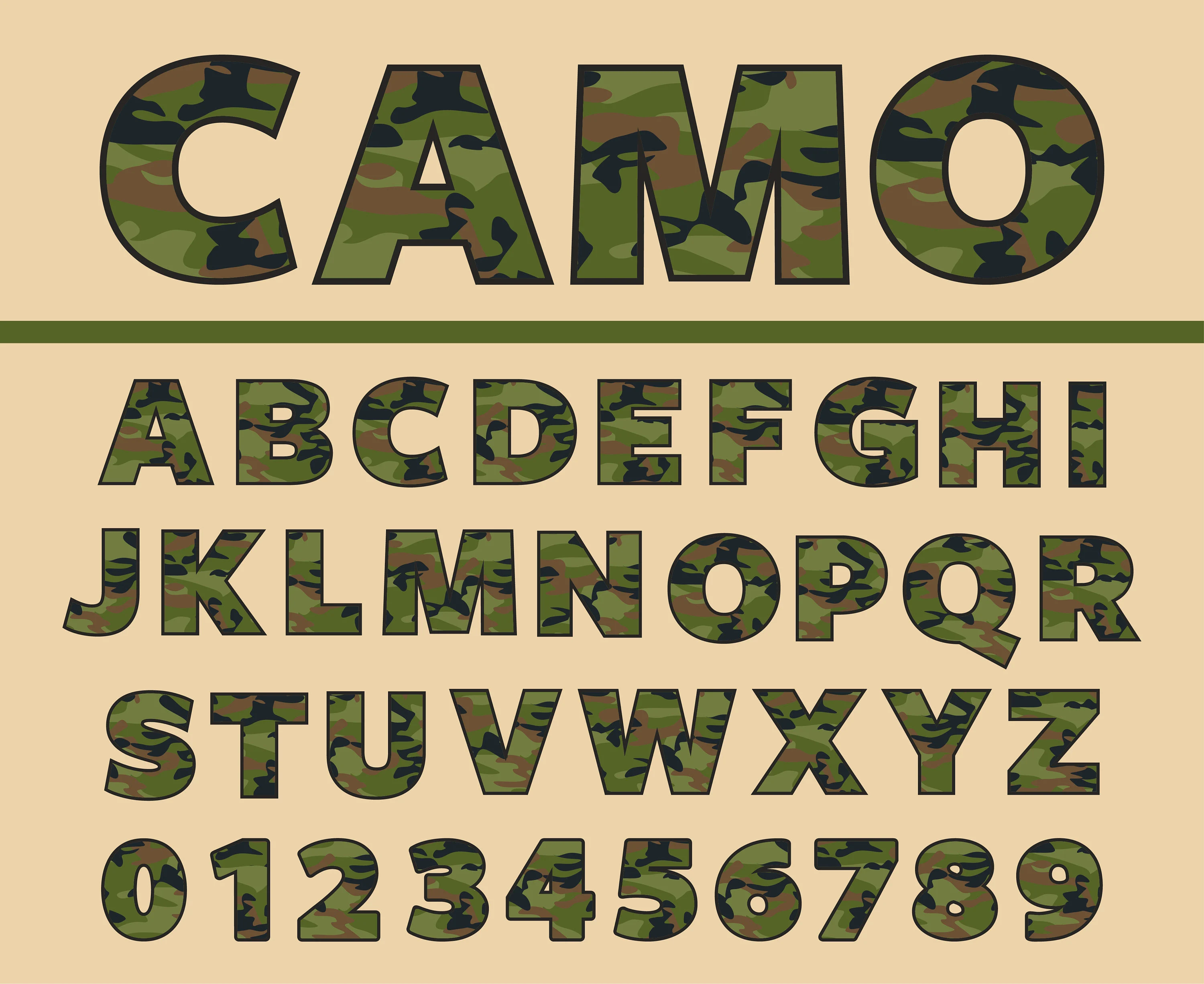 Пример шрифта Camouflage