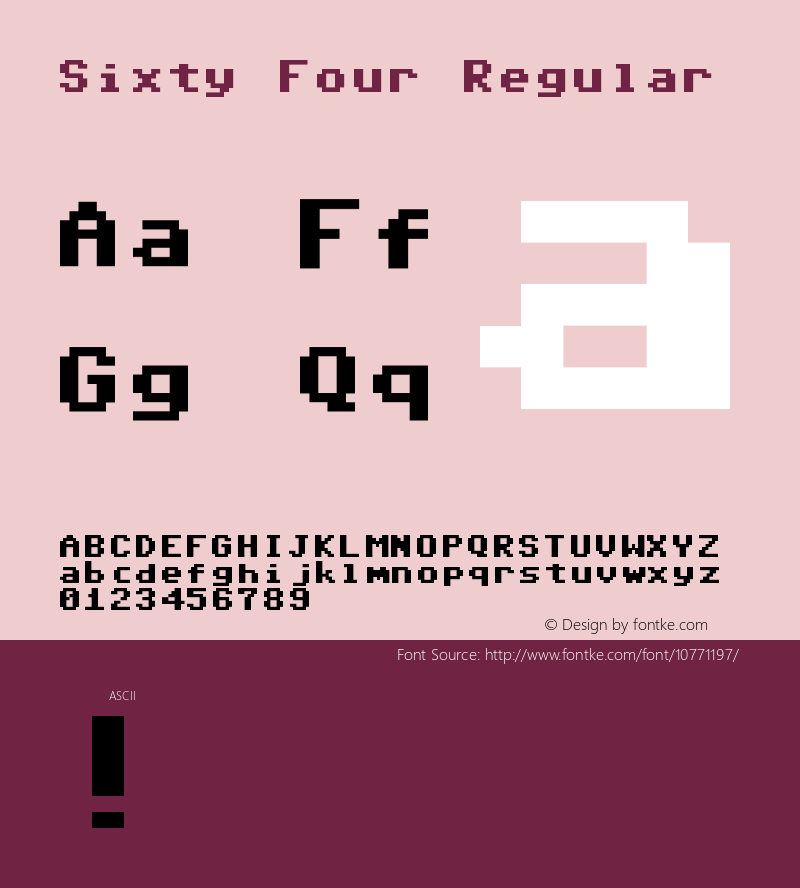 Пример шрифта Sixtyfour