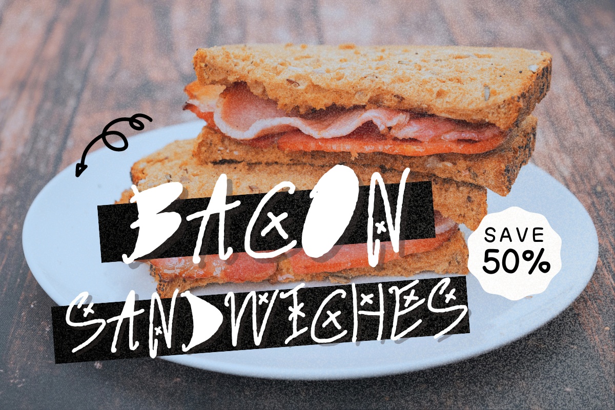 Пример шрифта Bacon Sandwiches Regular