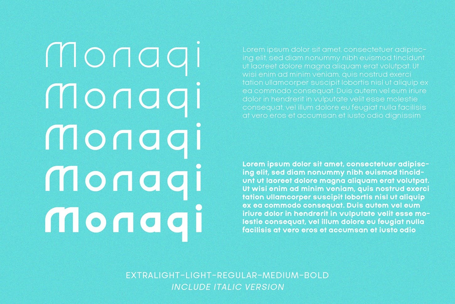 Пример шрифта Monaqi ExtraLightItalic