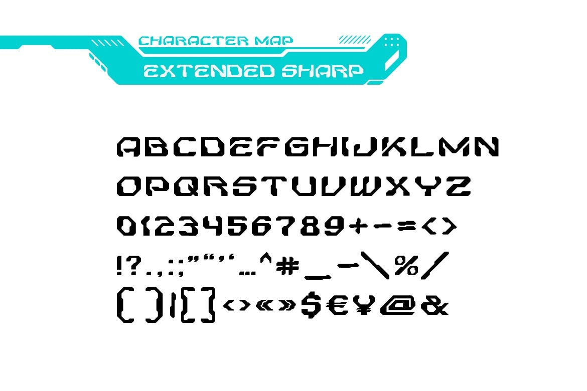 Пример шрифта AiTech Sharp Extended Regular