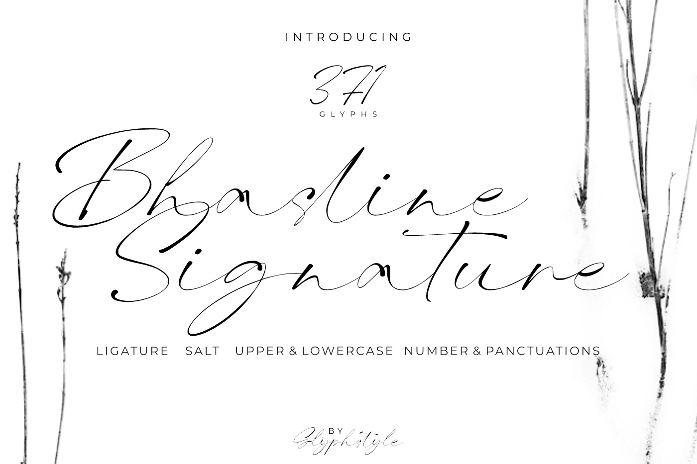 Пример шрифта Bhasline Signature