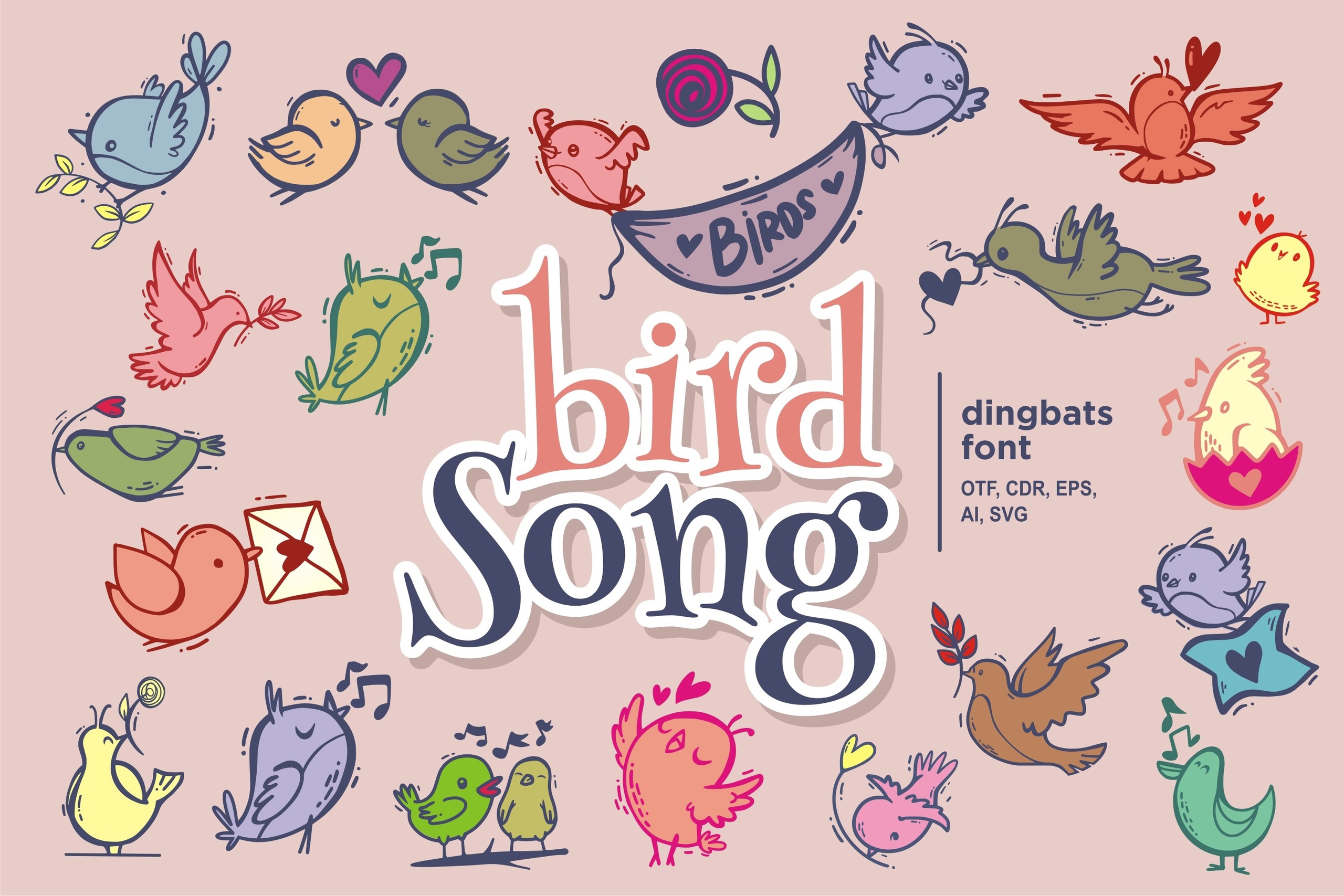 Пример шрифта Bird Song