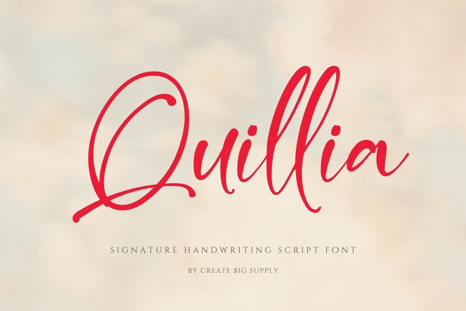 Пример шрифта Quillia Regular