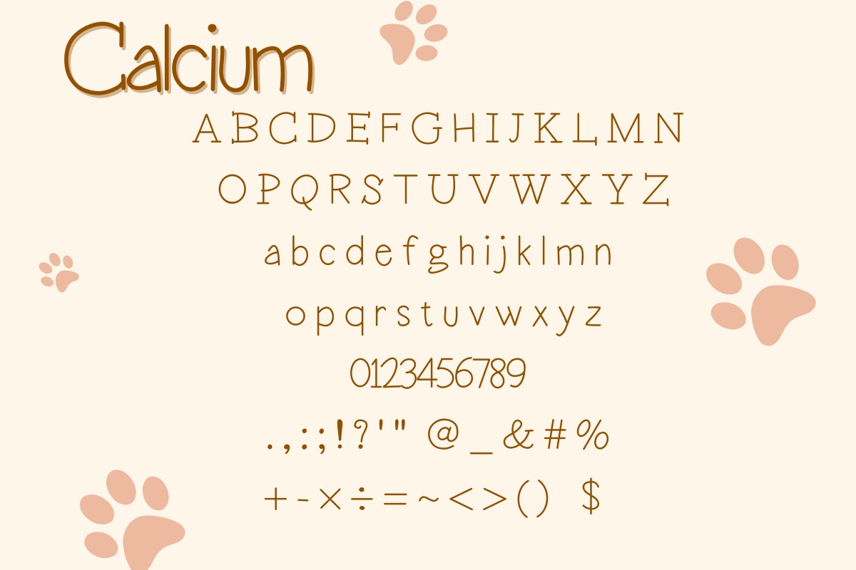 Пример шрифта Calcium Regular