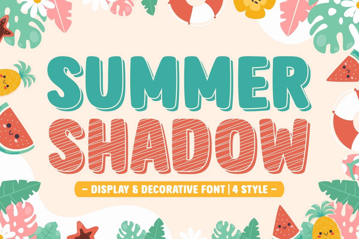 Пример шрифта Summer Shadow Shadow