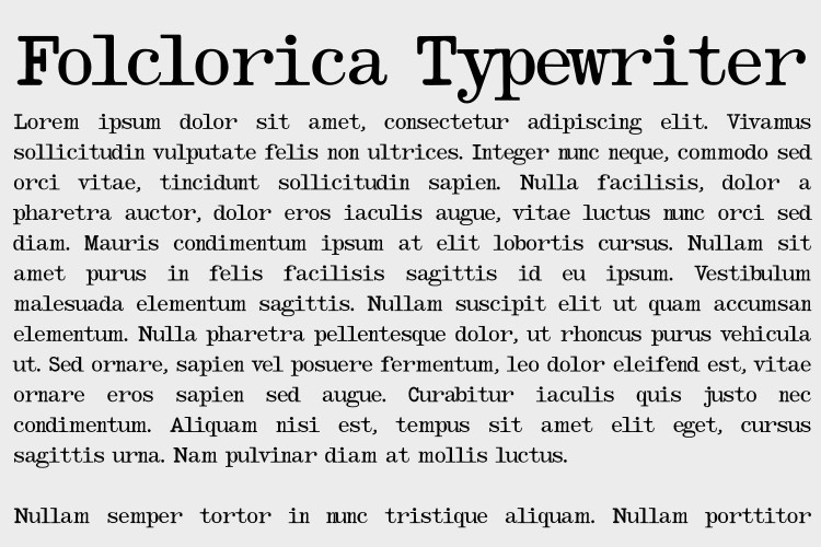 Пример шрифта Folclorica Typewriter