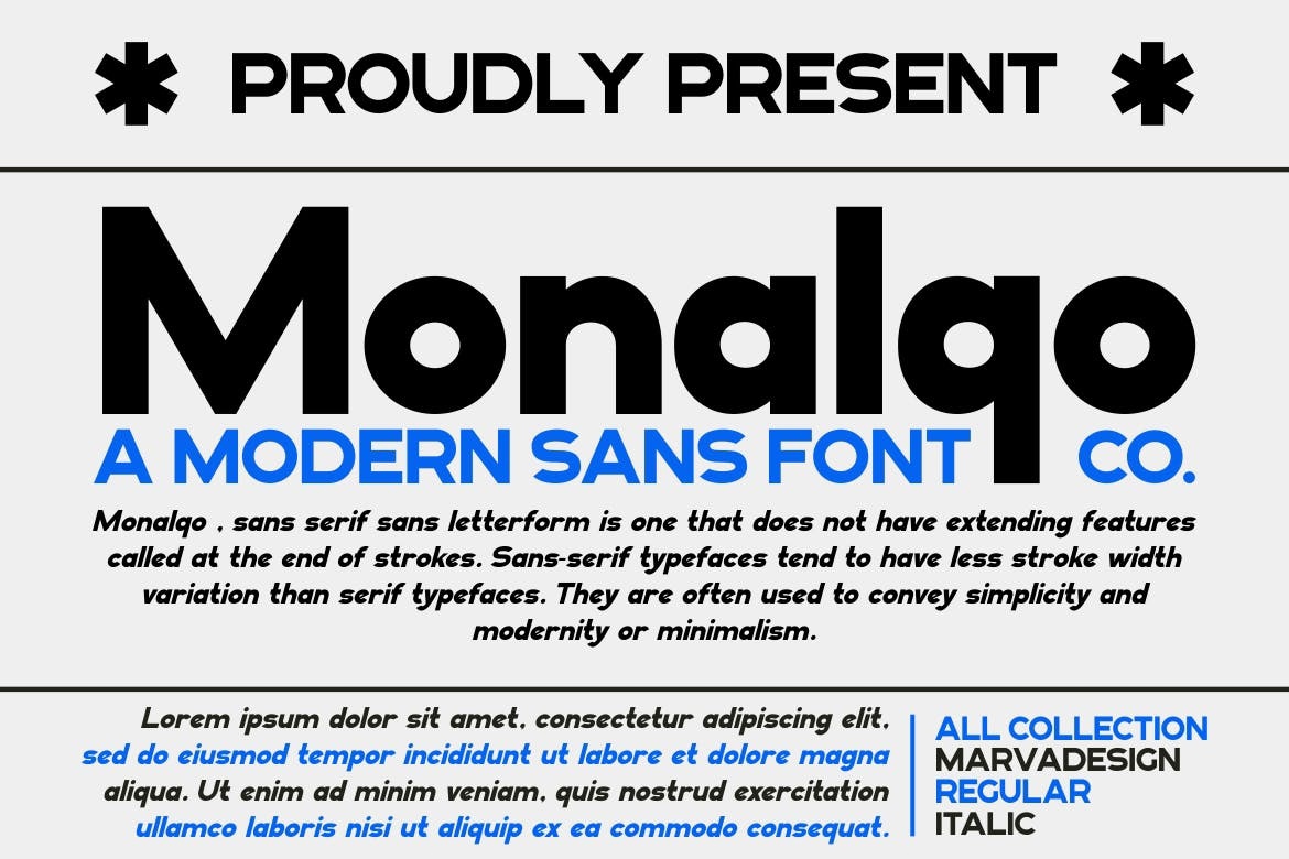 Пример шрифта Monalqo Regular