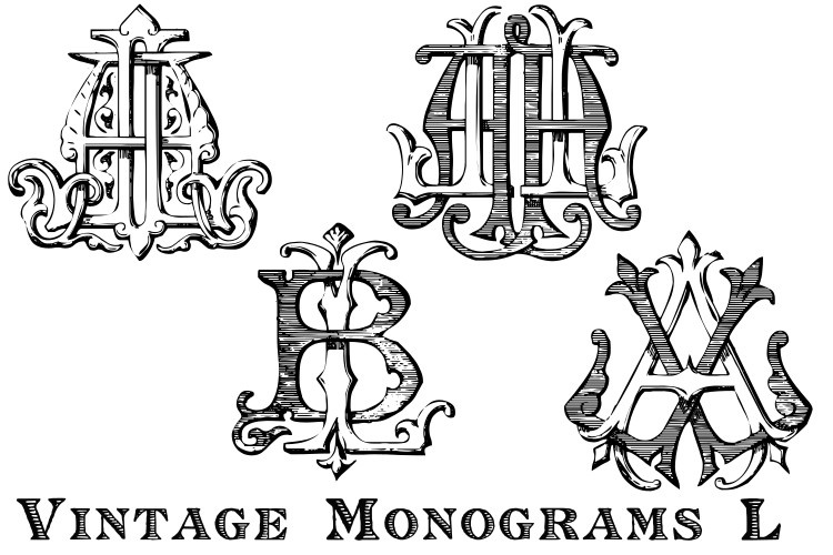 Пример шрифта Monocracy Vintage Monograms L Regular