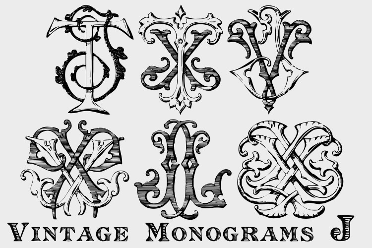 Пример шрифта Monocracy Vintage Monograms J