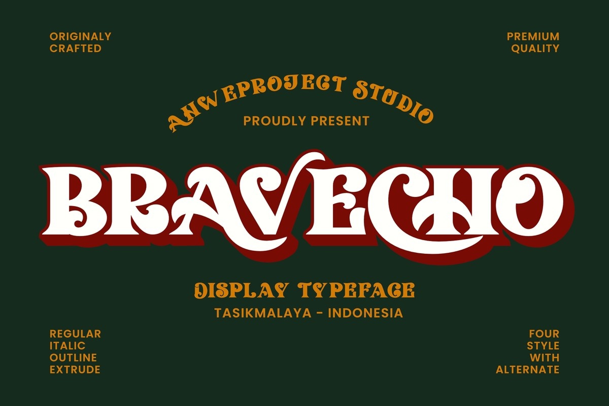 Пример шрифта Bravecho Italic