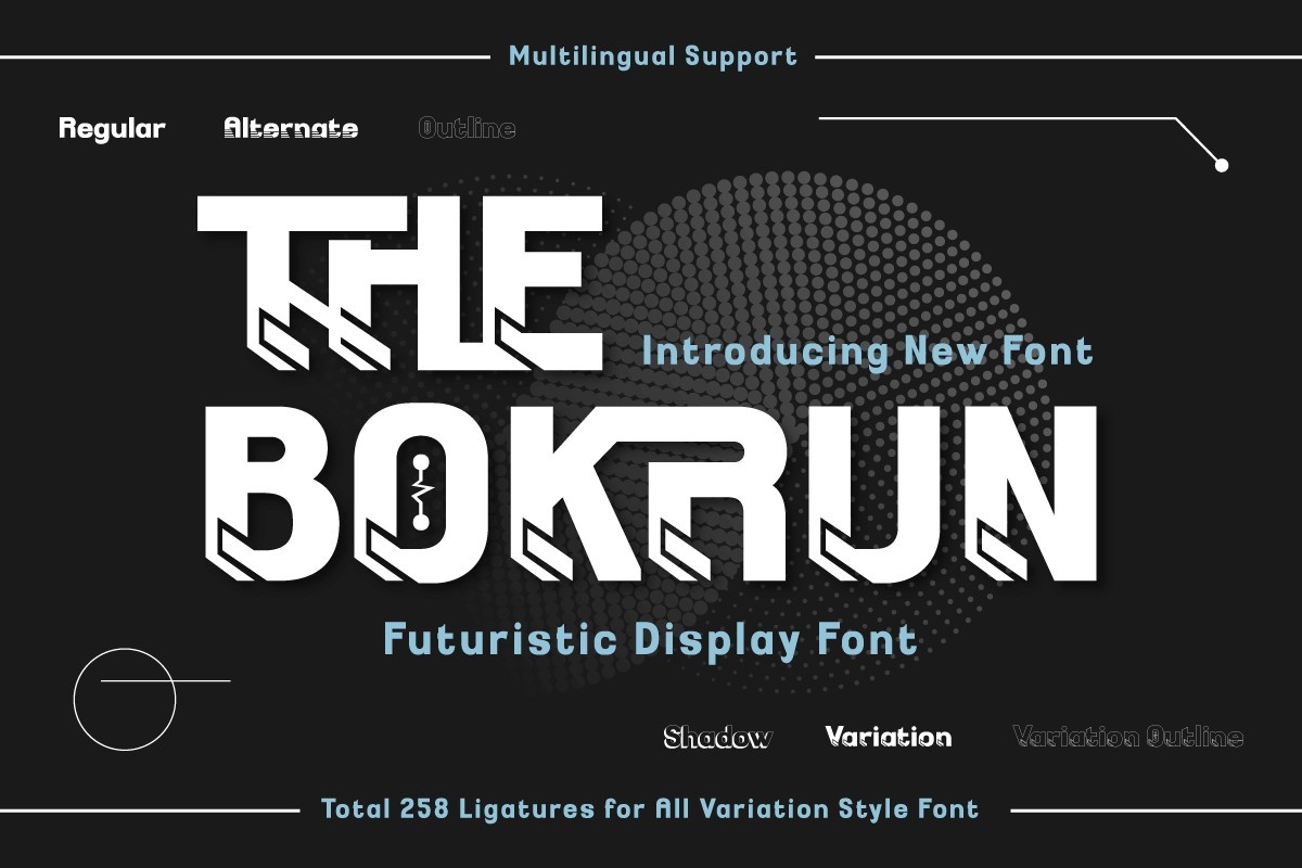 Пример шрифта The Bokrun OUTLINE