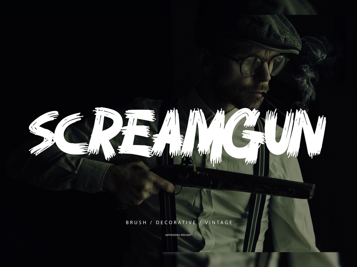 Пример шрифта Screamgun Regular