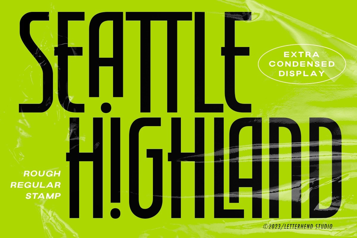 Пример шрифта Seattle Highland Stamp