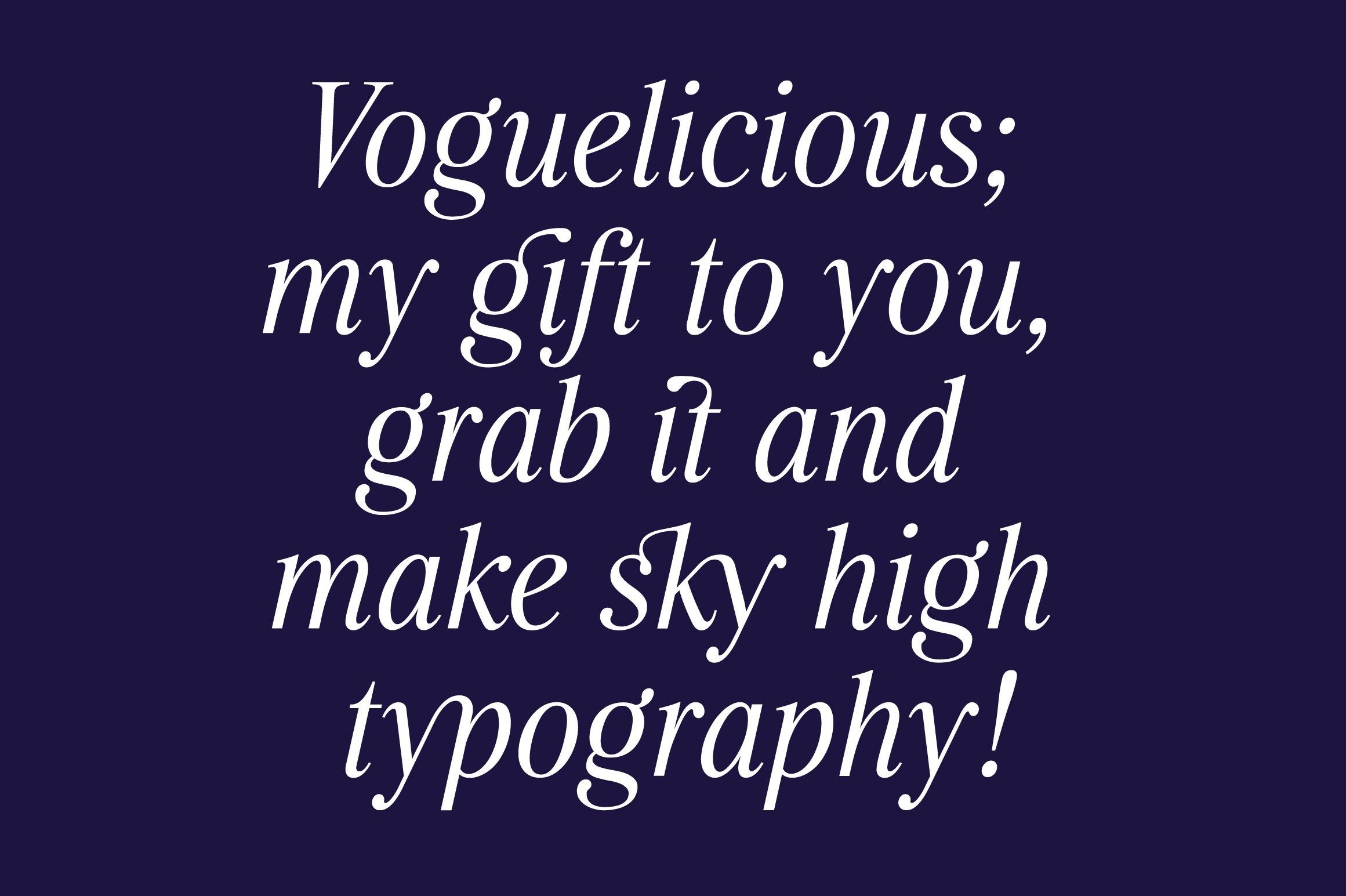 Пример шрифта Voguelicious LightItalic