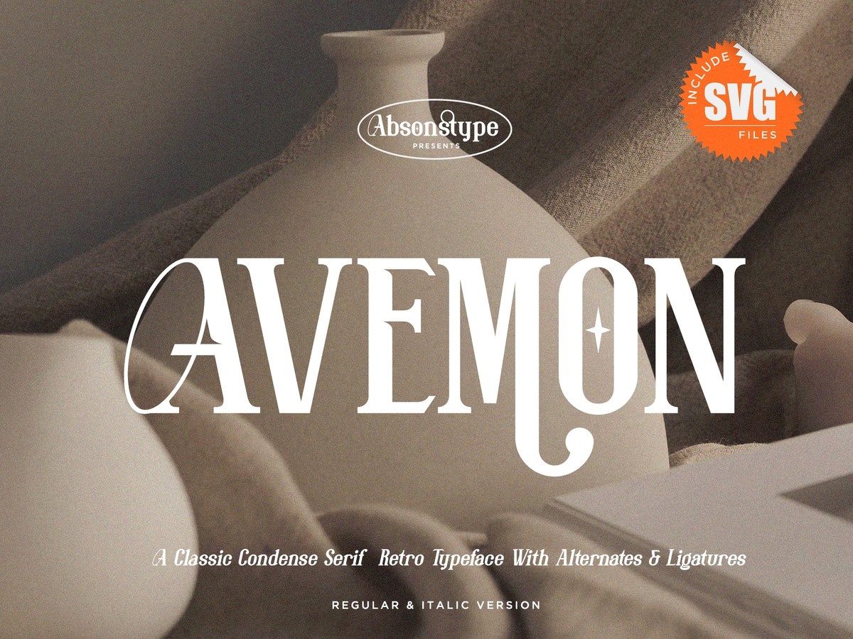 Пример шрифта Avemon Italic