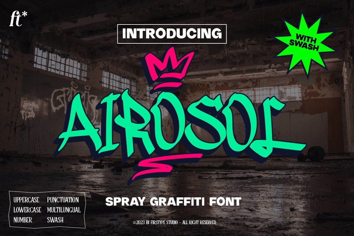 Пример шрифта Airosol Spray Graffiti