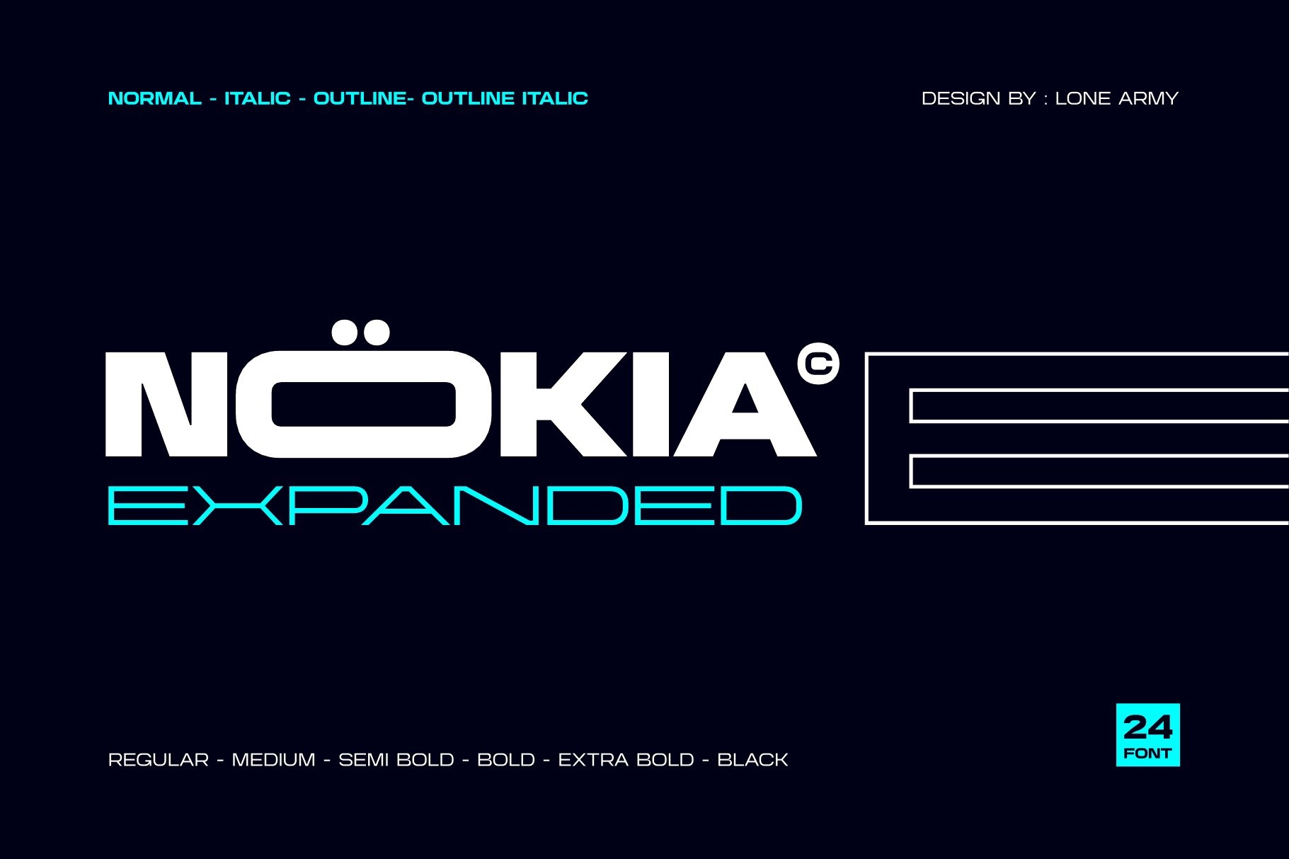 Пример шрифта Nokia Expanded Italic ExtBd