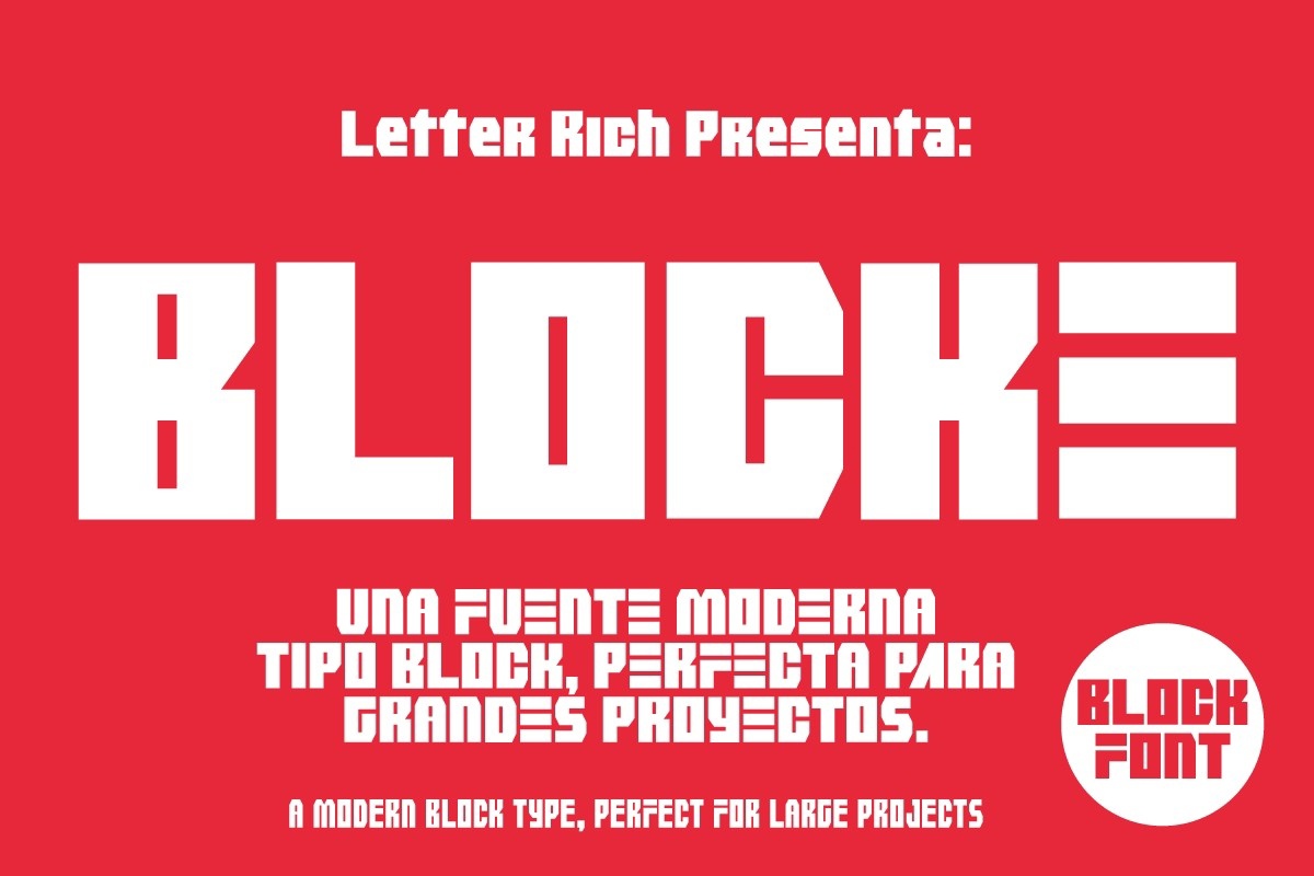 Пример шрифта Blocke font Ricardo Patiño