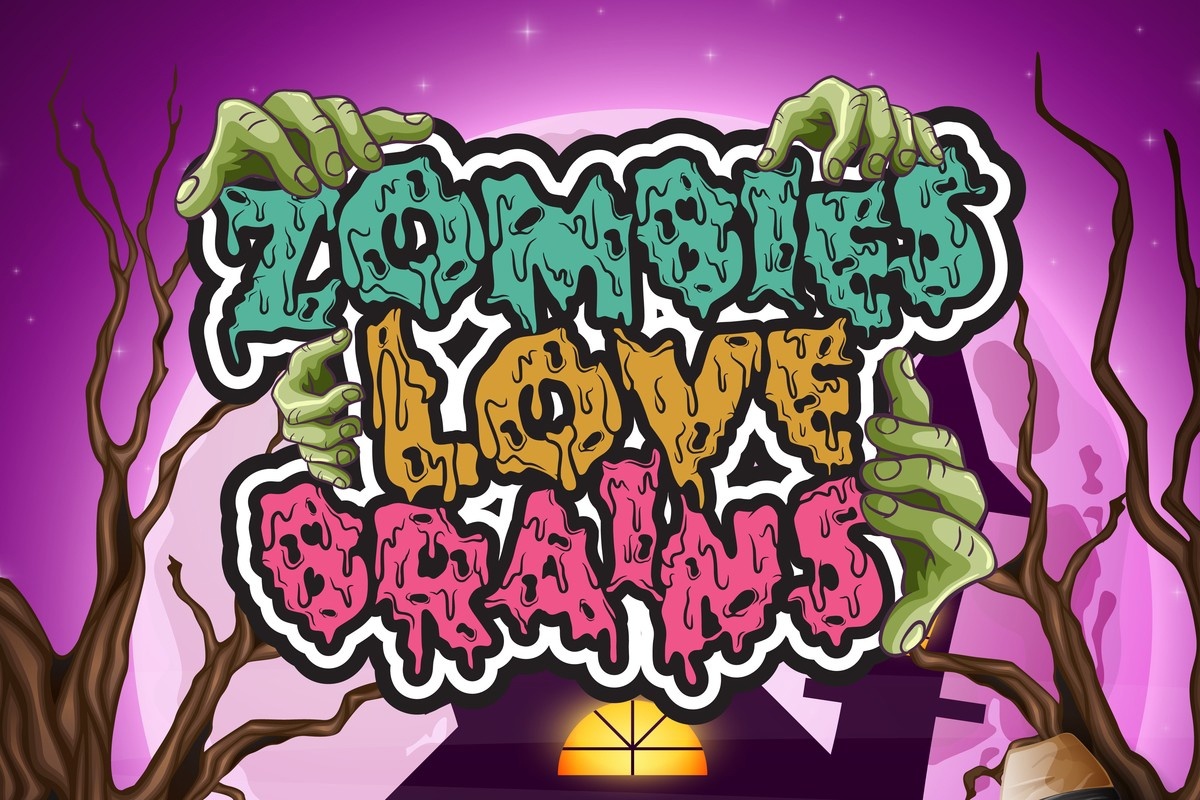 Пример шрифта Zombies Love Brains Regular