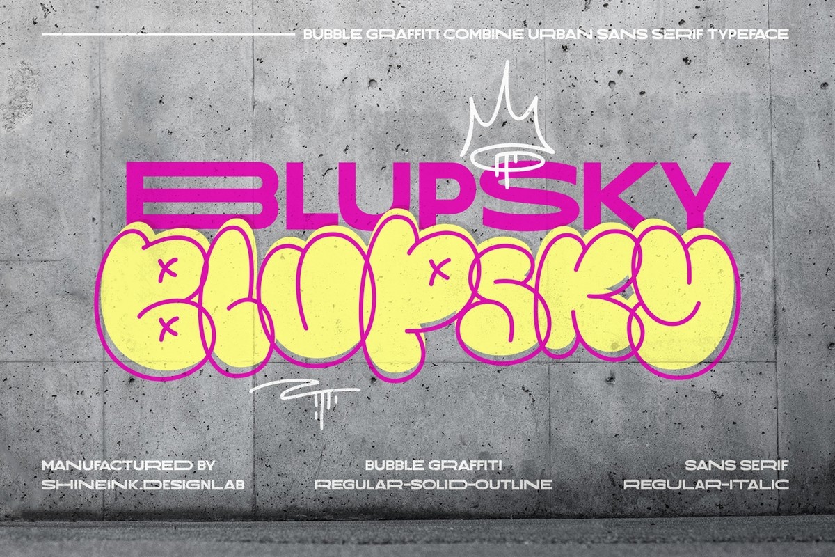 Пример шрифта Blupsky Solid