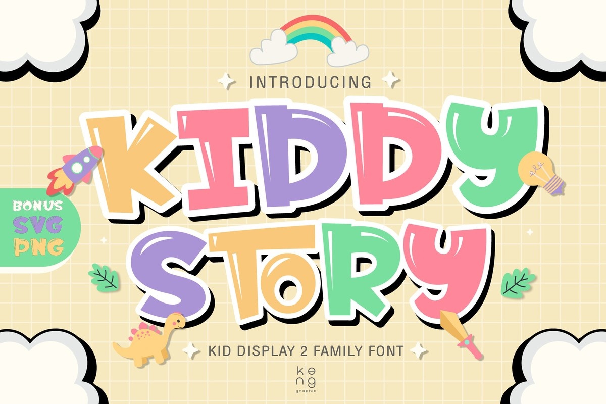 Пример шрифта Kiddy Story Reflect