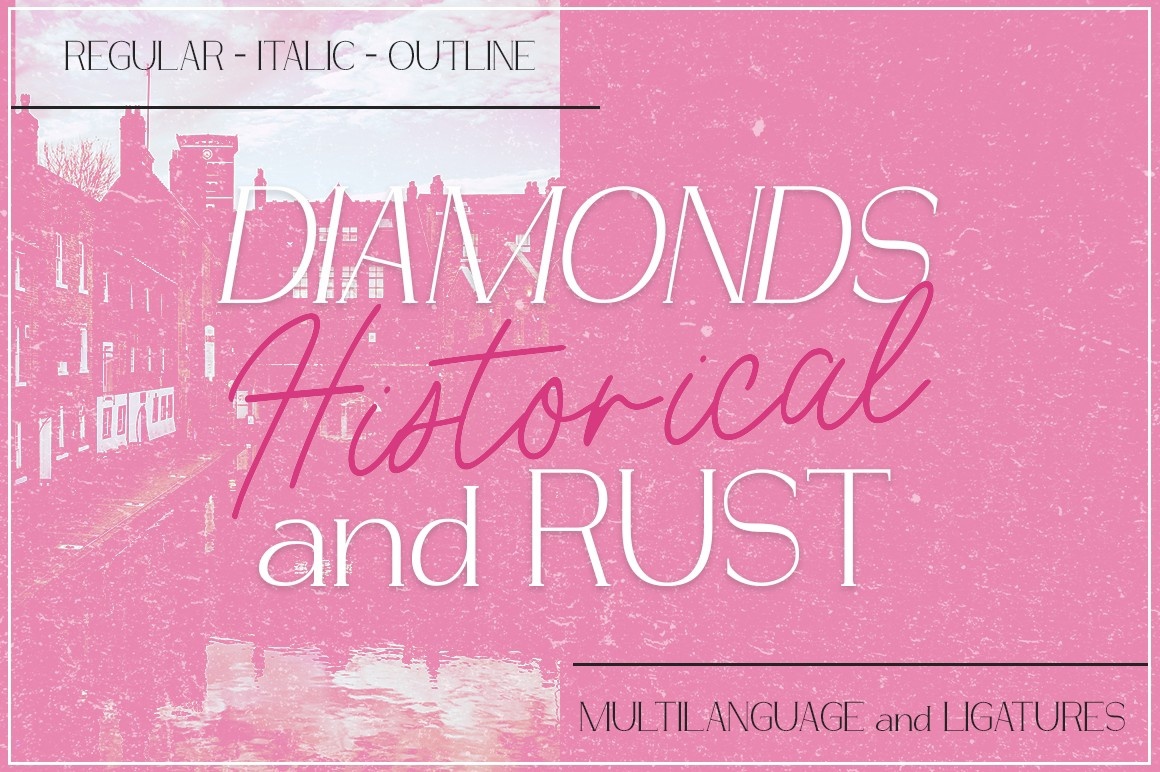 Пример шрифта Diamonds and Rust Historical Regular