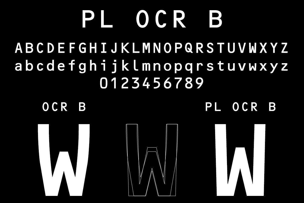 Пример шрифта PL OCR B
