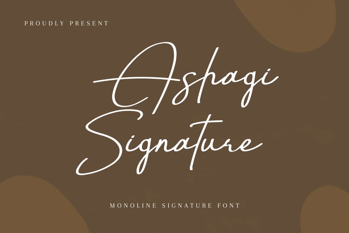 Пример шрифта Ashagi Signature Regular
