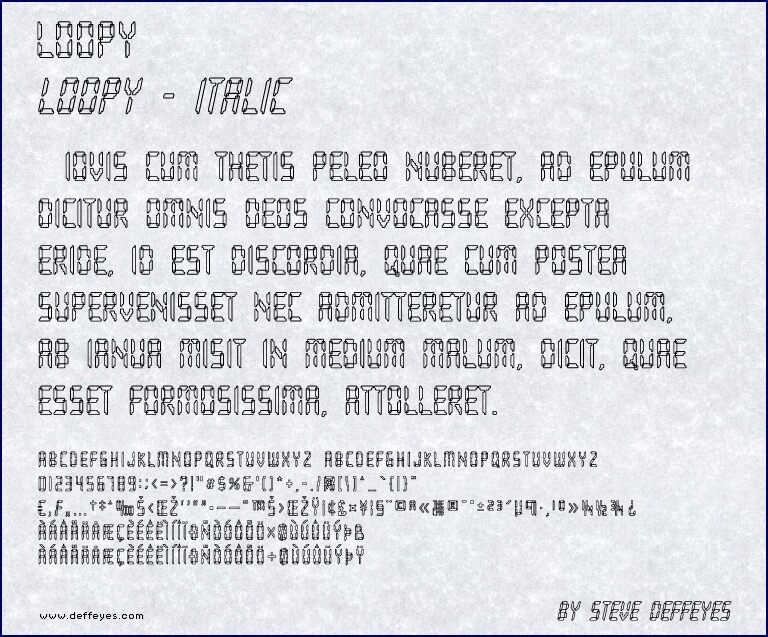 Пример шрифта Loopy Italic