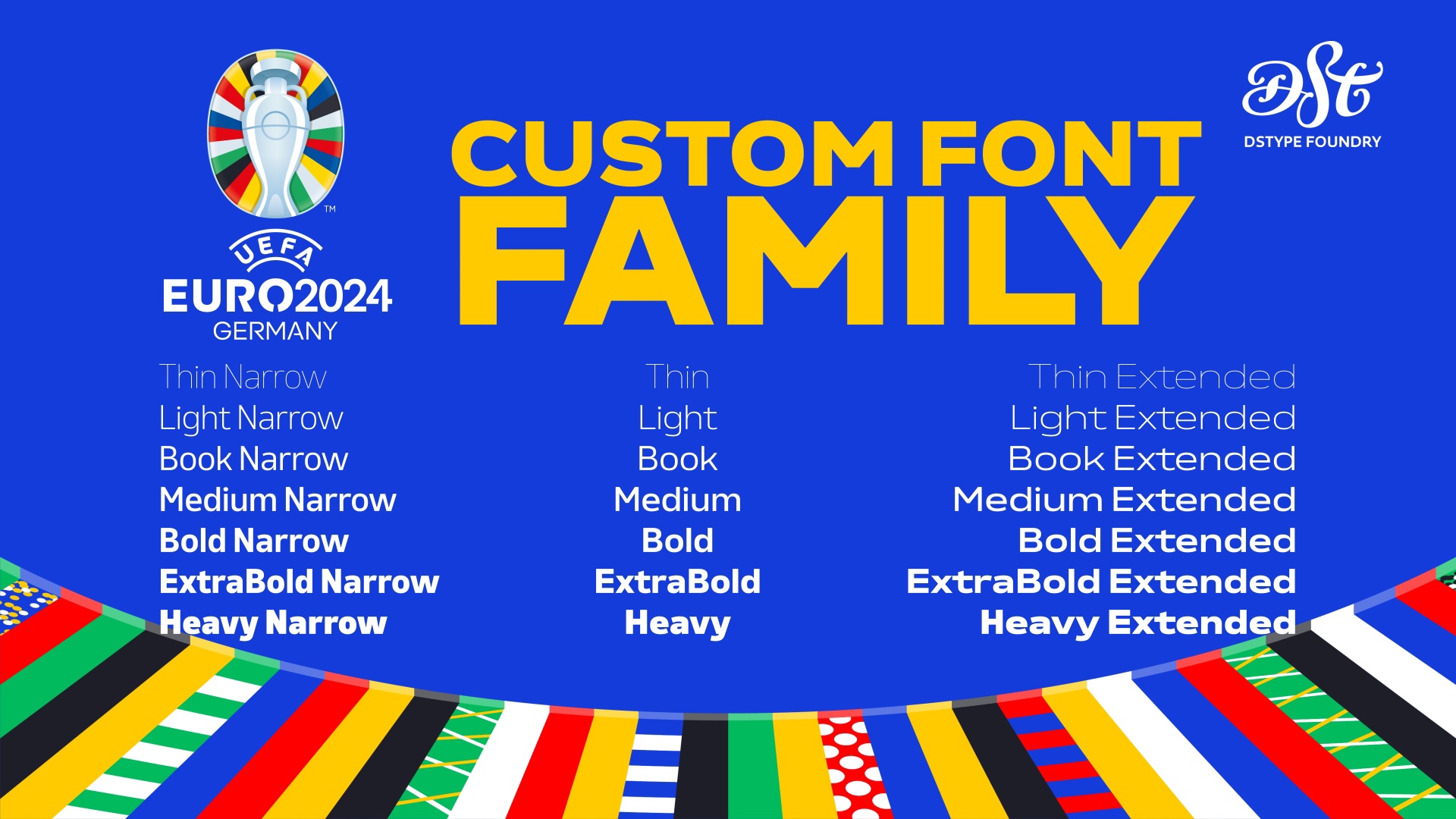 Пример шрифта UEFA Euro 2024 custom Extra Bold Narrow 