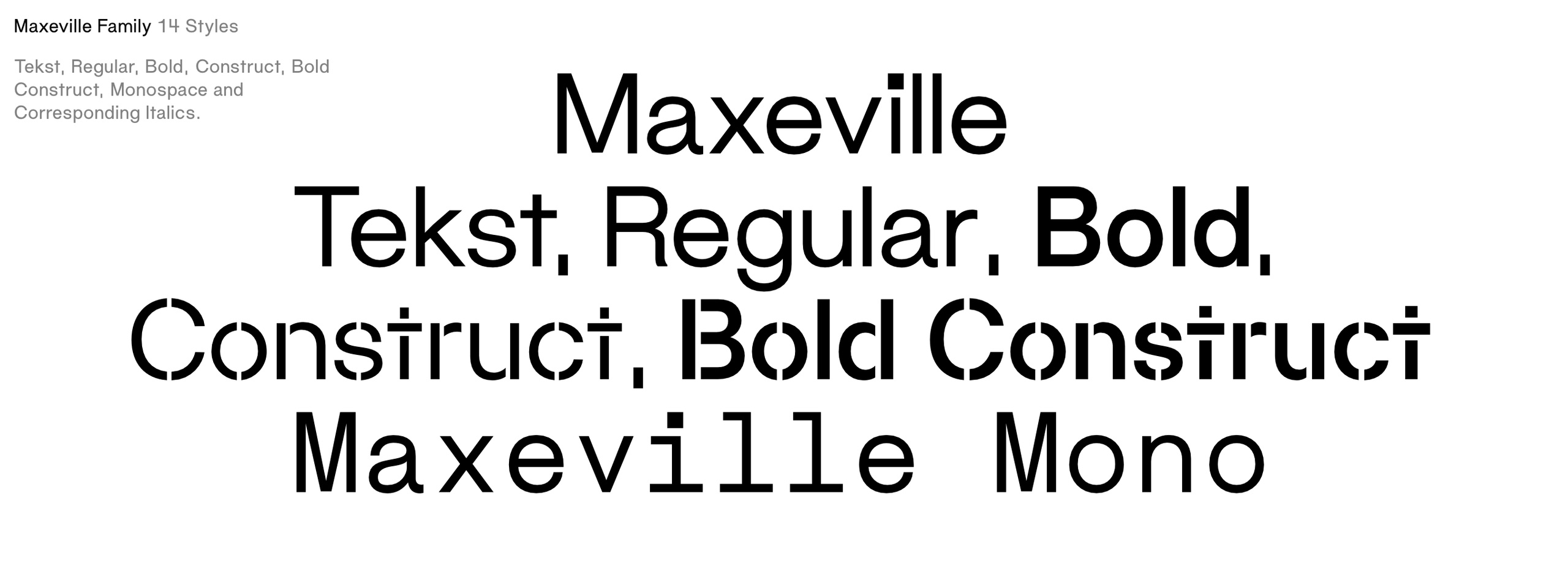 Пример шрифта Maxeville Construct