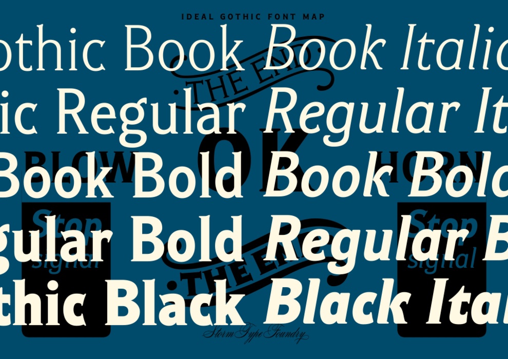 Пример шрифта Ideal Gothic Book Italic